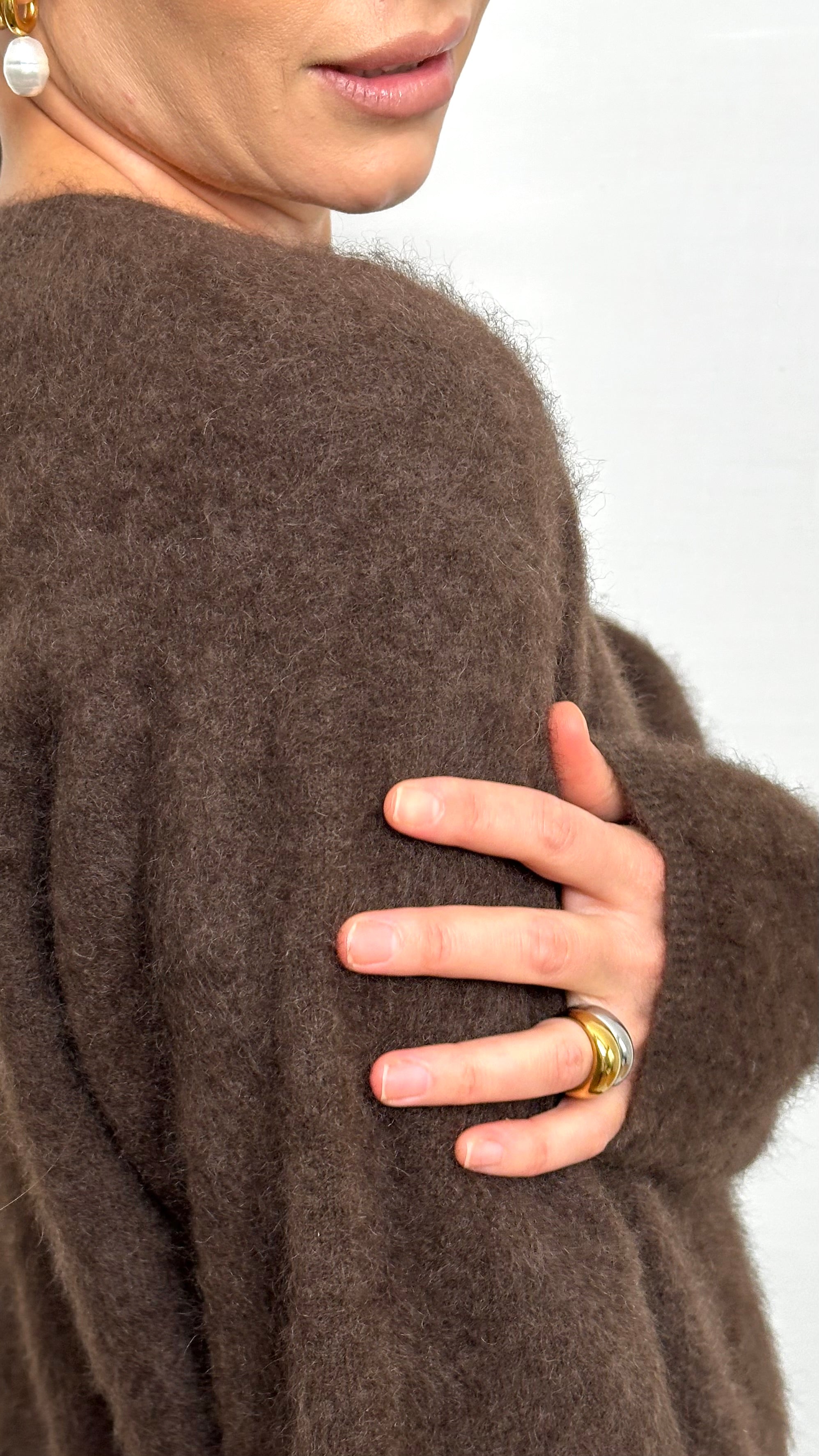 CROPPED & BRUSHED PULLOVER OLIVO