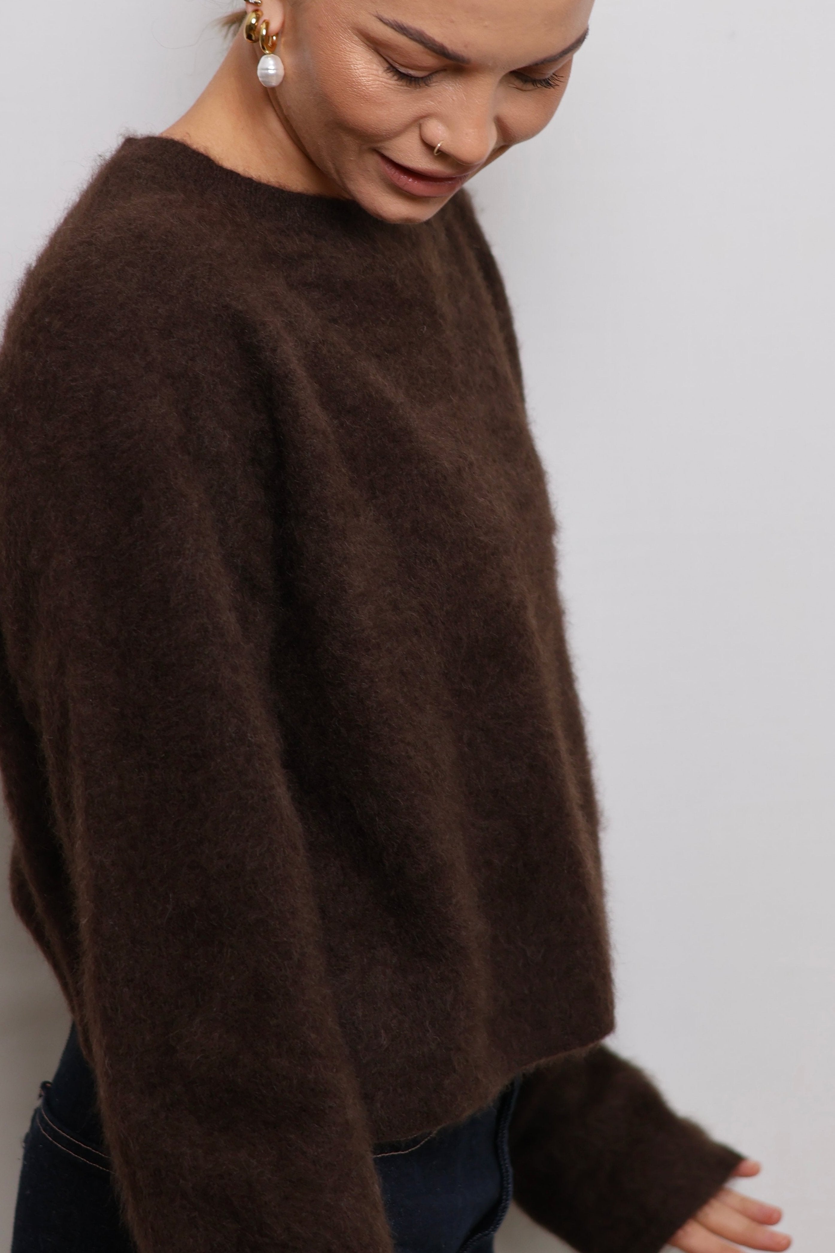 CROPPED & BRUSHED PULLOVER OLIVO