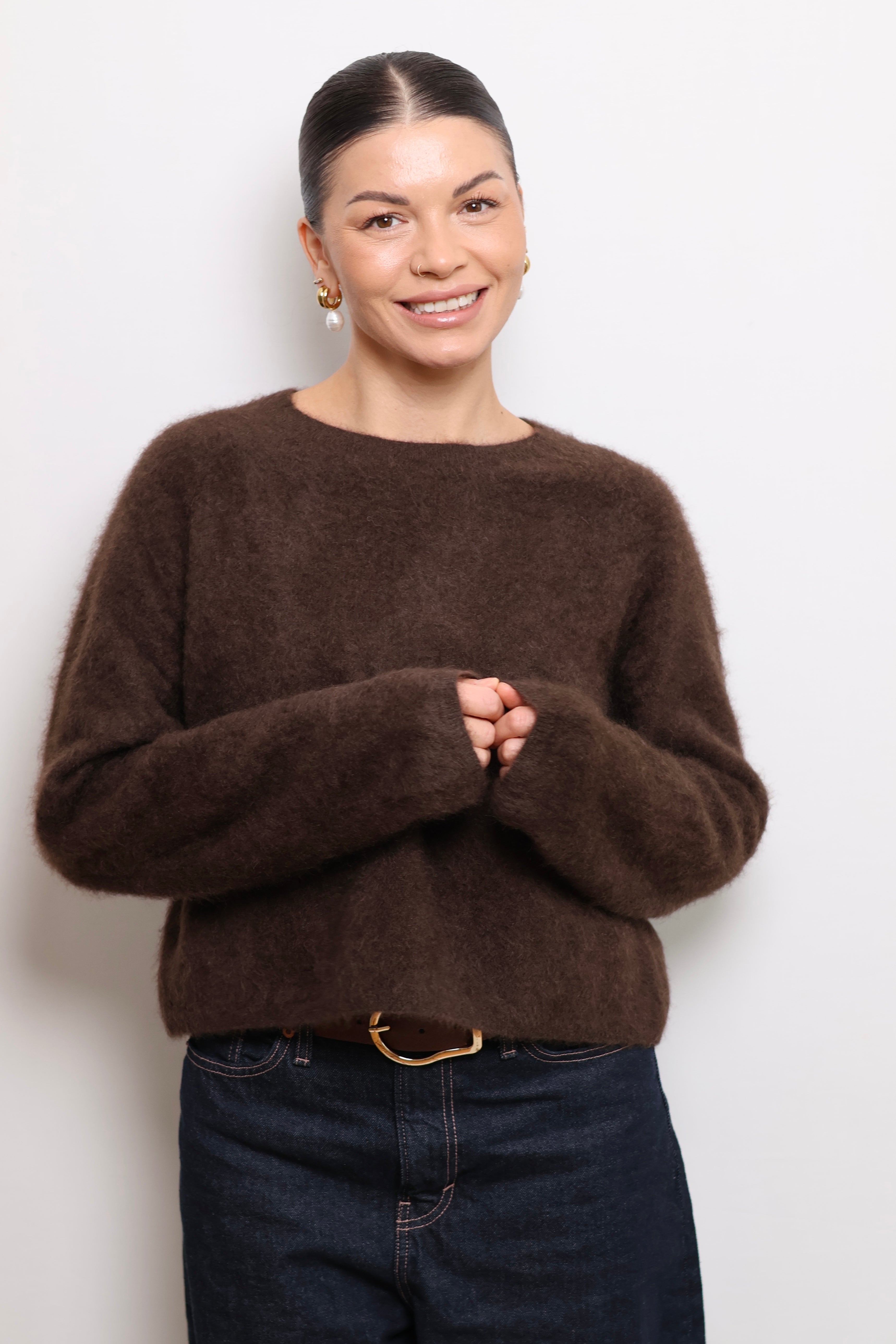 CROPPED & BRUSHED PULLOVER OLIVO